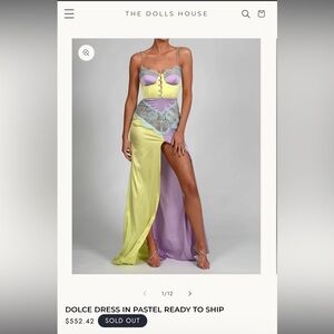 Pastel Satin High-Low Dress in Yellow & Lavender